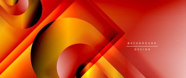 Çizgiler ve modern formlarla vektör geometrik arkaplan. Soyut yuvarlak şekiller, gölge ve ışık efektleri ile akışkan eğimli