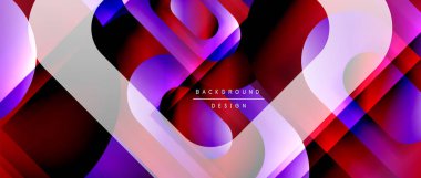 Çizgiler ve modern formlarla vektör geometrik arkaplan. Soyut yuvarlak şekiller, gölge ve ışık efektleri ile akışkan eğimli