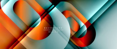 Çizgiler ve modern formlarla vektör geometrik arkaplan. Soyut yuvarlak şekiller, gölge ve ışık efektleri ile akışkan eğimli