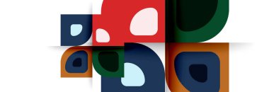 Soyut yuvarlak şekiller ve gölge efektleri tekrarlanan vektör modern geometrik arkaplan kümesi