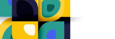 Soyut yuvarlak şekiller ve gölge efektleri tekrarlanan vektör modern geometrik arkaplan kümesi