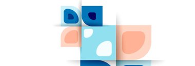 Soyut yuvarlak şekiller ve gölge efektleri tekrarlanan vektör modern geometrik arkaplan kümesi