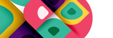 Soyut yuvarlak şekiller ve gölge efektleri tekrarlanan vektör modern geometrik arkaplan kümesi