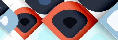 Soyut yuvarlak şekiller ve gölge efektleri tekrarlanan vektör modern geometrik arkaplan kümesi