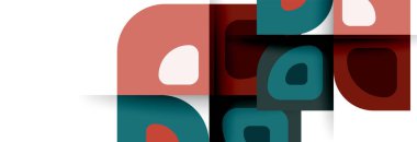 Soyut yuvarlak şekiller ve gölge efektleri tekrarlanan vektör modern geometrik arkaplan kümesi