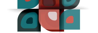 Soyut yuvarlak şekiller ve gölge efektleri tekrarlanan vektör modern geometrik arkaplan kümesi