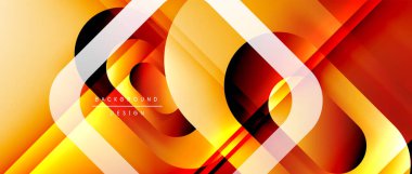 Çizgiler ve modern formlarla vektör geometrik arkaplan. Soyut yuvarlak şekiller, gölge ve ışık efektleri ile akışkan eğimli