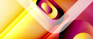 Çizgiler ve modern formlarla vektör geometrik arkaplan. Soyut yuvarlak şekiller, gölge ve ışık efektleri ile akışkan eğimli