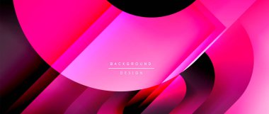 Çizgiler ve modern formlarla vektör geometrik arkaplan. Soyut yuvarlak şekiller, gölge ve ışık efektleri ile akışkan eğimli