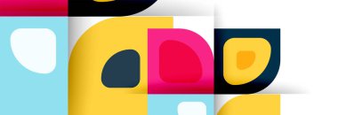 Soyut yuvarlak şekiller ve gölge efektleri tekrarlanan vektör modern geometrik arkaplan kümesi