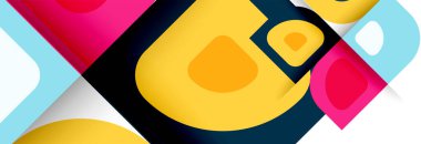 Soyut yuvarlak şekiller ve gölge efektleri tekrarlanan vektör modern geometrik arkaplan kümesi