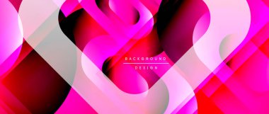 Çizgiler ve modern formlarla vektör geometrik arkaplan. Soyut yuvarlak şekiller, gölge ve ışık efektleri ile akışkan eğimli