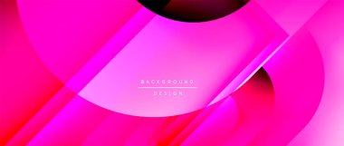 Çizgiler ve modern formlarla vektör geometrik arkaplan. Soyut yuvarlak şekiller, gölge ve ışık efektleri ile akışkan eğimli