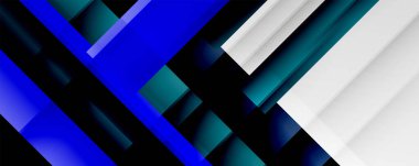 Gölge çizgileri, modern formlar, dikdörtgenler, kareler ve akışkan eğimlere sahip geometrik soyut arkaplanlar. Parlak renkli çizgiler serin arkaplanlar