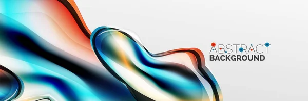 Vektor abstrakt bakgrund, flytande stil bubbla med metalliska, färg kvicksilver krom konsistens och färg glöd effekter — Stock vektor