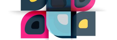 Soyut yuvarlak şekiller ve gölge efektleri tekrarlanan vektör modern geometrik arkaplan kümesi