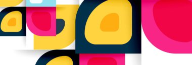 Soyut yuvarlak şekiller ve gölge efektleri tekrarlanan vektör modern geometrik arkaplan kümesi