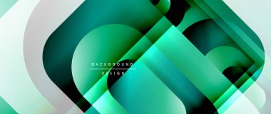 Çizgiler ve modern formlarla vektör geometrik arkaplan. Soyut yuvarlak şekiller, gölge ve ışık efektleri ile akışkan eğimli