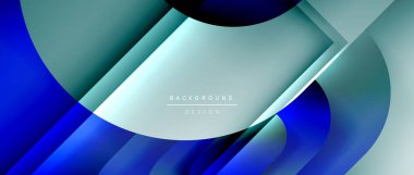 Çizgiler ve modern formlarla vektör geometrik arkaplan. Soyut yuvarlak şekiller, gölge ve ışık efektleri ile akışkan eğimli