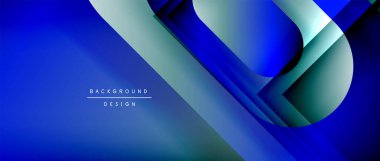 Çizgiler ve modern formlarla vektör geometrik arkaplan. Soyut yuvarlak şekiller, gölge ve ışık efektleri ile akışkan eğimli