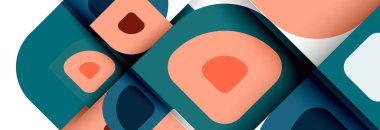 Soyut yuvarlak şekiller ve gölge efektleri tekrarlanan vektör modern geometrik arkaplan kümesi