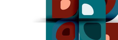 Soyut yuvarlak şekiller ve gölge efektleri tekrarlanan vektör modern geometrik arkaplan kümesi