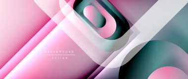 Çizgiler ve modern formlarla vektör geometrik arkaplan. Soyut yuvarlak şekiller, gölge ve ışık efektleri ile akışkan eğimli