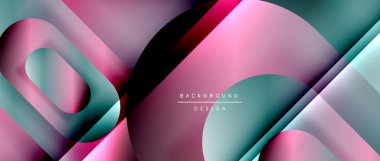 Çizgiler ve modern formlarla vektör geometrik arkaplan. Soyut yuvarlak şekiller, gölge ve ışık efektleri ile akışkan eğimli