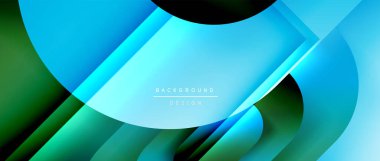 Çizgiler ve modern formlarla vektör geometrik arkaplan. Soyut yuvarlak şekiller, gölge ve ışık efektleri ile akışkan eğimli