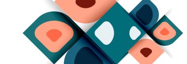 Soyut yuvarlak şekiller ve gölge efektleri tekrarlanan vektör modern geometrik arkaplan kümesi