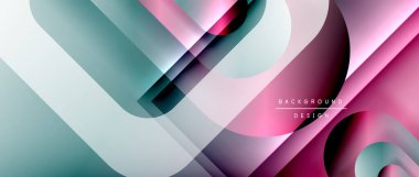 Çizgiler ve modern formlarla vektör geometrik arkaplan. Soyut yuvarlak şekiller, gölge ve ışık efektleri ile akışkan eğimli