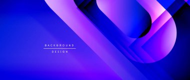 Çizgiler ve modern formlarla vektör geometrik arkaplan. Soyut yuvarlak şekiller, gölge ve ışık efektleri ile akışkan eğimli