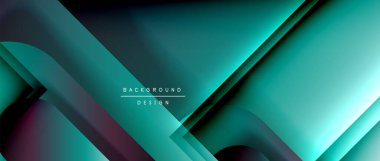 Çizgiler ve modern formlarla vektör geometrik arkaplan. Soyut yuvarlak şekiller, gölge ve ışık efektleri ile akışkan eğimli