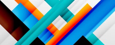 Gölge çizgileri, modern formlar, dikdörtgenler, kareler ve akışkan eğimlere sahip geometrik soyut arkaplanlar. Parlak renkli çizgiler serin arkaplanlar