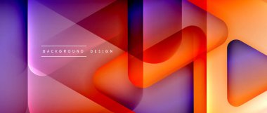 Üçgen geometrik soyut arkaplanı şekillendirir. Üç boyutlu gölge efektleri ve sıvı eğimleri. Metin mesajınız için modern üstüste bindirme formları duvar kağıdı