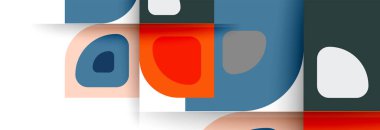 Soyut yuvarlak şekiller ve gölge efektleri tekrarlanan vektör modern geometrik arkaplan kümesi