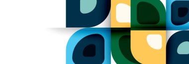 Soyut yuvarlak şekiller ve gölge efektleri tekrarlanan vektör modern geometrik arkaplan kümesi