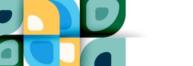 Soyut yuvarlak şekiller ve gölge efektleri tekrarlanan vektör modern geometrik arkaplan kümesi