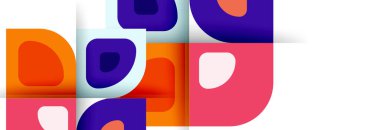 Soyut yuvarlak şekiller ve gölge efektleri tekrarlanan vektör modern geometrik arkaplan kümesi