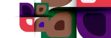 Soyut yuvarlak şekiller ve gölge efektleri tekrarlanan vektör modern geometrik arkaplan kümesi