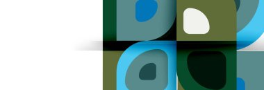 Soyut yuvarlak şekiller ve gölge efektleri tekrarlanan vektör modern geometrik arkaplan kümesi