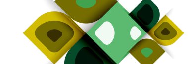 Soyut yuvarlak şekiller ve gölge efektleri tekrarlanan vektör modern geometrik arkaplan kümesi