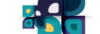 Soyut yuvarlak şekiller ve gölge efektleri tekrarlanan vektör modern geometrik arkaplan kümesi