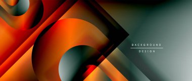 Çizgiler ve modern formlarla vektör geometrik arkaplan. Soyut yuvarlak şekiller, gölge ve ışık efektleri ile akışkan eğimli