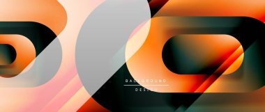 Çizgiler ve modern formlarla vektör geometrik arkaplan. Soyut yuvarlak şekiller, gölge ve ışık efektleri ile akışkan eğimli