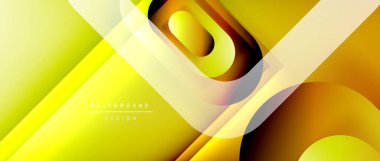 Çizgiler ve modern formlarla vektör geometrik arkaplan. Soyut yuvarlak şekiller, gölge ve ışık efektleri ile akışkan eğimli