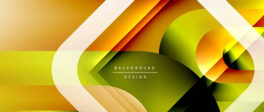 Çizgiler ve modern formlarla vektör geometrik arkaplan. Soyut yuvarlak şekiller, gölge ve ışık efektleri ile akışkan eğimli