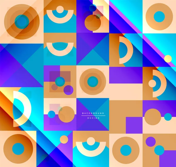 Modello geometrico neo memphis con cerchi, quadrati e linee. Pop art sfondo astratto per copertine, banner, volantini e manifesti e altri modelli — Vettoriale Stock