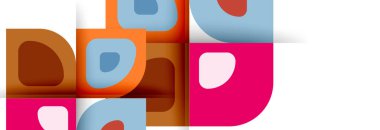 Soyut yuvarlak şekiller ve gölge efektleri tekrarlanan vektör modern geometrik arkaplan kümesi