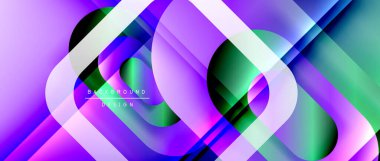 Çizgiler ve modern formlarla vektör geometrik arkaplan. Soyut yuvarlak şekiller, gölge ve ışık efektleri ile akışkan eğimli